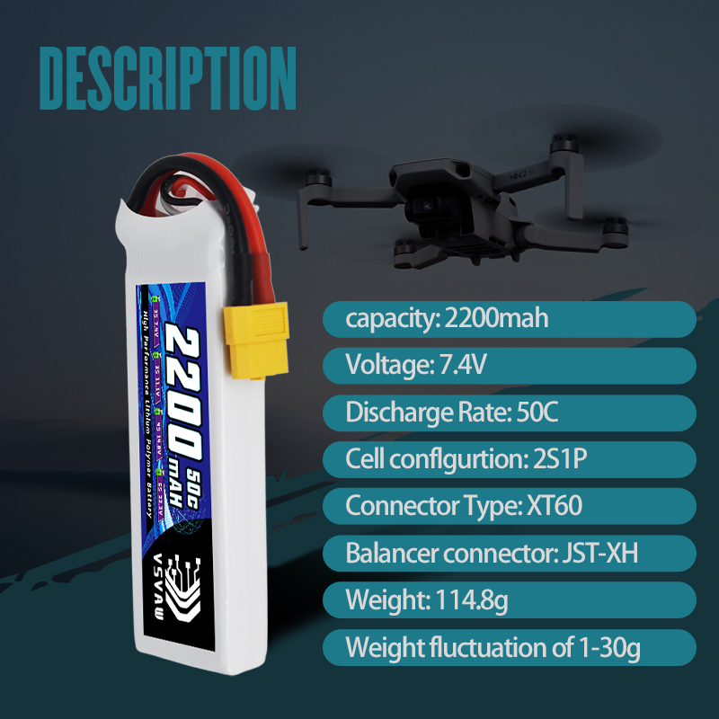 VSVAW 7.4V 2200mah 2S Drone Li - Drone Racing Battery recensie en prijs