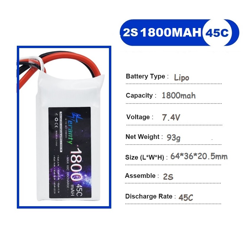 2PCS 7.4V Lipo 2S Battery 1500 - Drone Racing Battery recensie en prijs