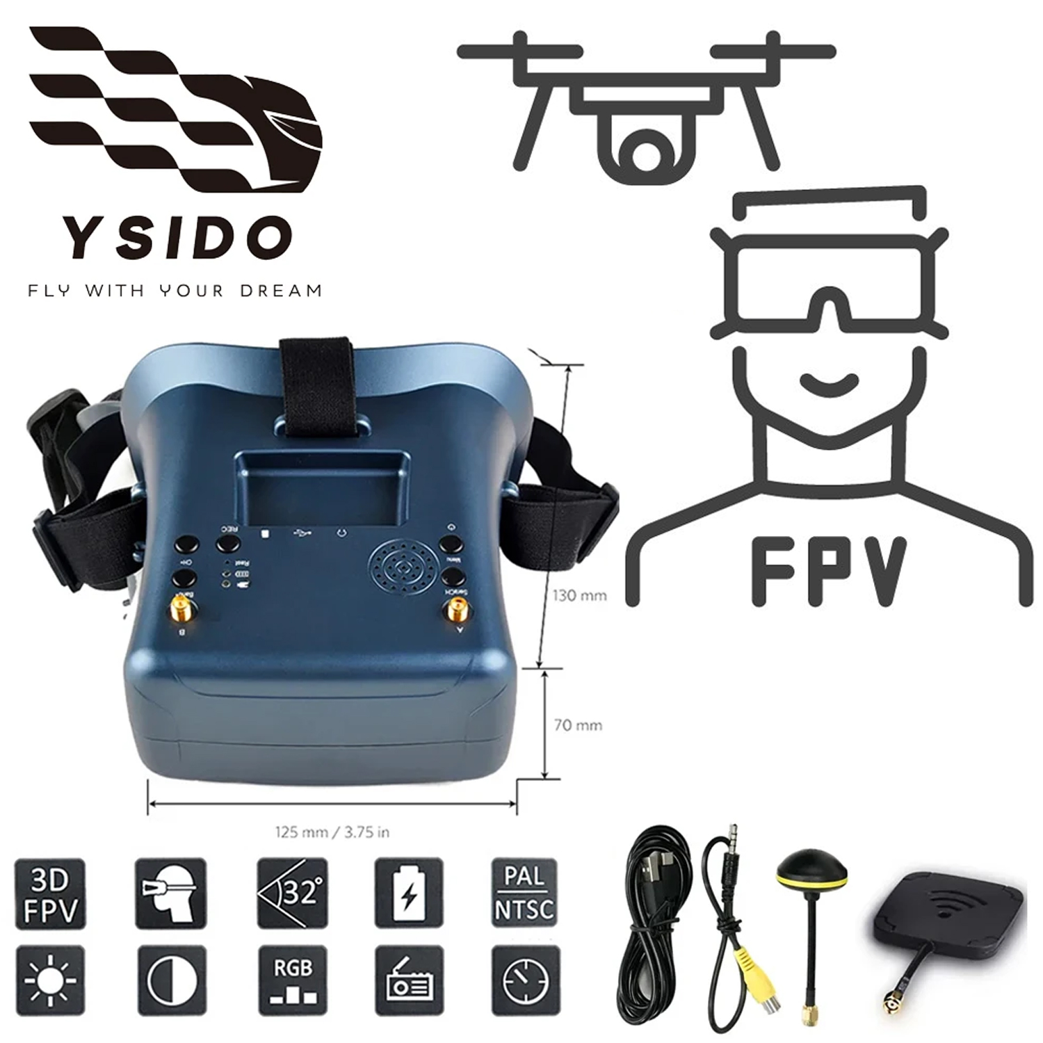 FPV Goggles 008D 5.8G 40CH 4.3 - Drone Racing Goggles recensie en prijs